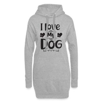J’aime mon chien - Sweat-shirt à capuche long Femme - gris chiné - Devant