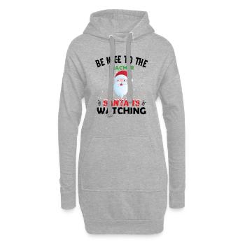 Be nice to the teacher Santa is Watching Norwegian - Hoodie Dress - heather grey - Front
