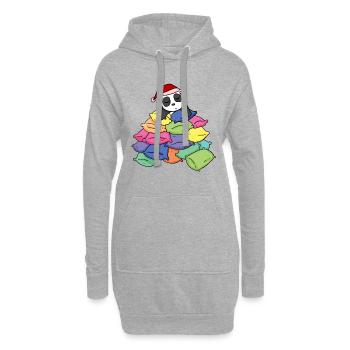 Panda et oreillers - Sweat-shirt à capuche long Femme - gris chiné - Devant