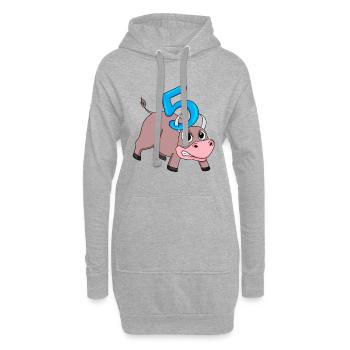 5 Jahre alt - 5. Geburtstag mit Tier Motiv - Hoodie-Kleid - Grau meliert - Vorne