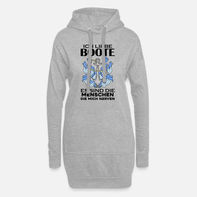 Boote Motorboot Boot - Hoodie-Kleid - Grau meliert