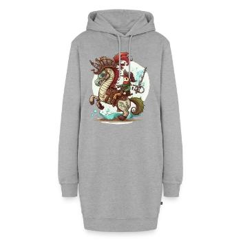 Das verwegene Seepferdchen - Hoodie-Kleid - Grau meliert - Vorne