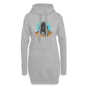 Maulwurf freut sich Tier Erdhügel - Hoodie-Kleid - Grau meliert - Vorne