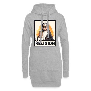 Sexy Nun Drinks Alcohol Dicton Drôle - Sweat-shirt à capuche long Femme - gris chiné - Devant