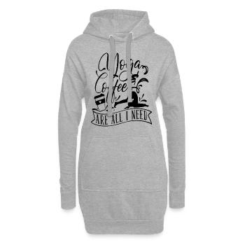 Le yoga et le café sont tout ce dont j’ai besoin - Sweat-shirt à capuche long Femme - gris chiné - Devant