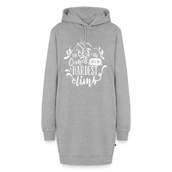 La meilleure vue vient après la montée la plus difficile - Sweat-shirt à capuche long Femme - gris chiné - Devant