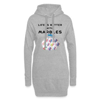 LIFE IS BETTER WITH MARBLES Gerne Murmel spielen - Hoodie-Kleid - Grau meliert - Vorne