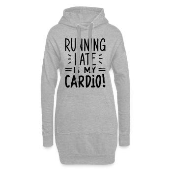 Running Late Is My Cardio Spruch Zitat - Hoodie-Kleid - Grau meliert - Vorne