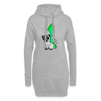 1 an - Inscription à l’école - Motif lémur - Numéro 1 - Sweat-shirt à capuche long Femme - gris chiné - Devant