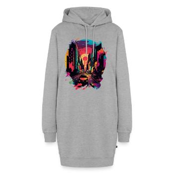König der Savanne: Ein majestätischer Blick der Löwen - Hoodie-Kleid - Grau meliert - Vorne