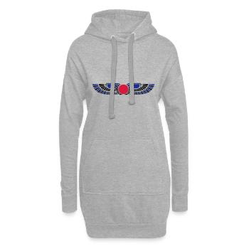 Egypte soleil disque, Ailes, symbole protection - Sweat-shirt à capuche long Femme - gris chiné - Devant
