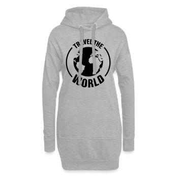Travel the World Weltenbummler Geschenk - Hoodie-Kleid - Grau meliert - Vorne