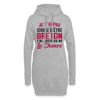 Pas Choisi D etre Breton - Cadeau Humour - Sweat-shirt à capuche long Femme - gris chiné - Devant