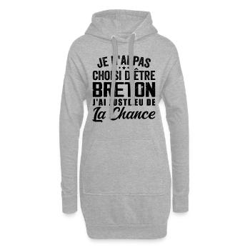 Pas Choisi D etre Breton - Cadeau Humour - Sweat-shirt à capuche long Femme - gris chiné - Devant