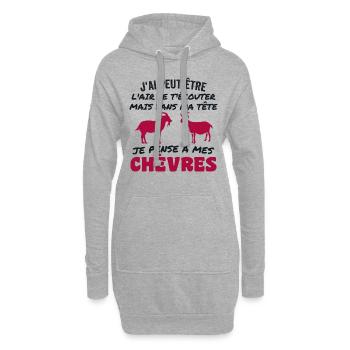 Dans Ma Tête Je Pense à Mes Chèvres - Sweat-shirt à capuche long Femme - gris chiné - Devant