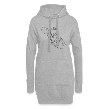 Baby in den Händen getragen - Hoodie-Kleid - Grau meliert - Vorne