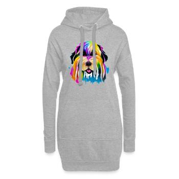 Briard in Farbe - Hoodie-Kleid - Grau meliert - Vorne