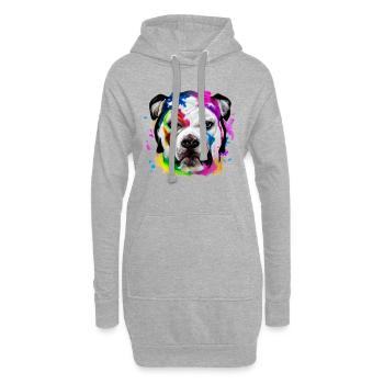 American Bulldogge in Farbe - Hoodie-Kleid - Grau meliert - Vorne