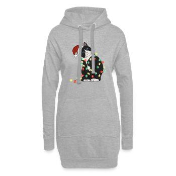 Christmas Lights Katze Weihnachten - Hoodie-Kleid - Grau meliert - Vorne