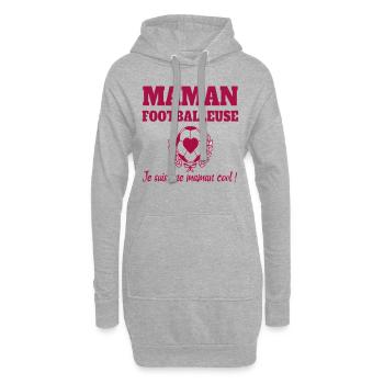 Maman footballeuse humour football cadeau foot - Sweat-shirt à capuche long Femme - gris chiné - Devant