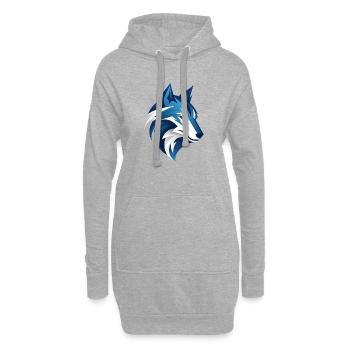 Loup bleu blanc tête illustration cool smart - Sweat-shirt à capuche long Femme - gris chiné - Devant