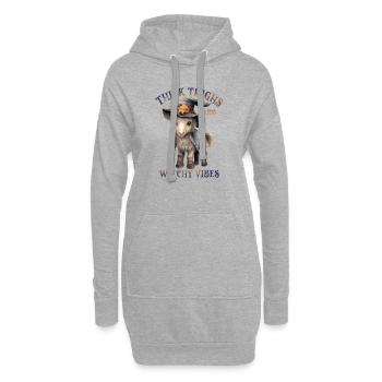 Halloween Cheval Citrouille Horreur - Sweat-shirt à capuche long Femme - gris chiné - Devant