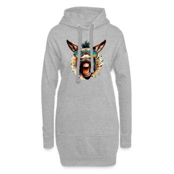 CUL CRAZY HORSE COLORÉ HIPPIE HERBE FÊTE ÂNE - Sweat-shirt à capuche long Femme - gris chiné - Devant
