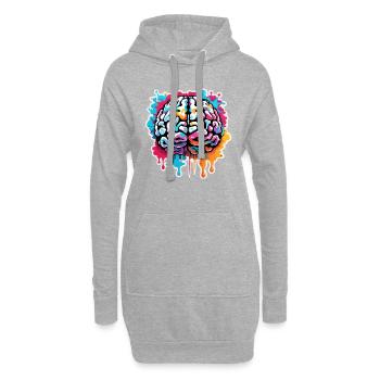Gehirn / Wissen / Inteligenz / klug / Denken - Hoodie-Kleid - Grau meliert - Vorne