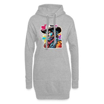 Cowboy / Wilde Westen / Wüste / Lasso / Rodeo - Hoodie-Kleid - Grau meliert - Vorne