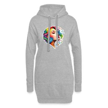 Femme / Jolie / Portrait / Cheveux colorés / Modèle - Sweat-shirt à capuche long Femme - gris chiné - Devant