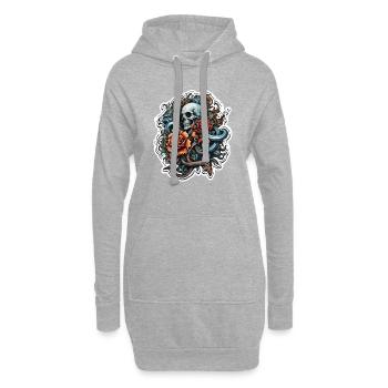 Skull / Totenkopf / Skelett / Gothic / Tattoo - Hoodie-Kleid - Grau meliert - Vorne