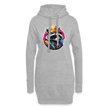 Raton laveur / Animal / Zoo / Sauvage / Mignon / Prédateur - Sweat-shirt à capuche long Femme - gris chiné - Devant