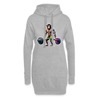 Bodybuilder / Sports / Fitness / Singe / Muscles - Sweat-shirt à capuche long Femme - gris chiné - Devant