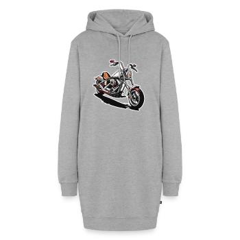 Biker / Motorrad Fahrer / Biker / Zweirad / Cross - Hoodie-Kleid - Grau meliert - Vorne