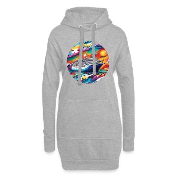 Bateau pirate / Bateau / Mer / Océan / Vagues - Sweat-shirt à capuche long Femme - gris chiné - Devant