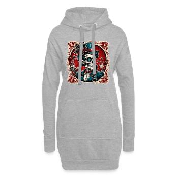 Crâne / Crâne / Squelette / Gothique / Tatouage - Sweat-shirt à capuche long Femme - gris chiné - Devant