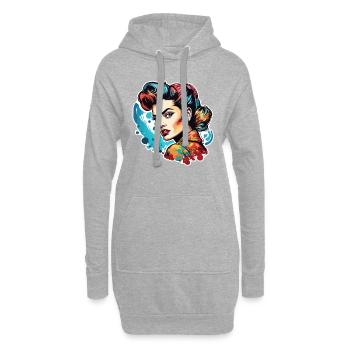 Rockabilly / Pin-up Girl / Frauenpower / 50er - Hoodie-Kleid - Grau meliert - Vorne