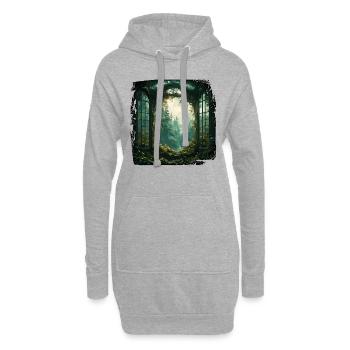 Fenêtre dans la forêt / Arbres / Vue / Sauvage - Sweat-shirt à capuche long Femme - gris chiné - Devant