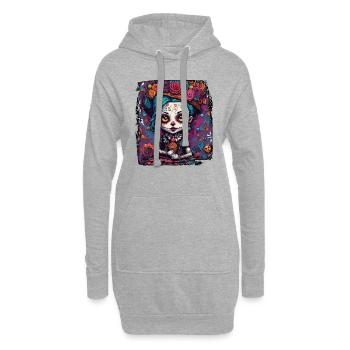 Poupée d’horreur / Halloween / Effrayant / Sombre - Sweat-shirt à capuche long Femme - gris chiné - Devant