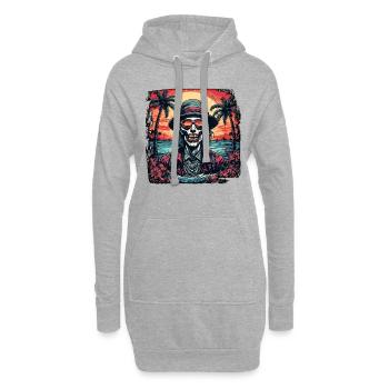 Zombie / Plage / Île / Vacances / Été / Soleil - Sweat-shirt à capuche long Femme - gris chiné - Devant
