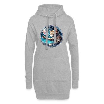 Animal dans bulle de savon / enfantin / mignon / chat - Sweat-shirt à capuche long Femme - gris chiné - Devant