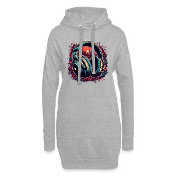 Kopfhörer / Audio / Musik / Klang / cool - Hoodie-Kleid - Grau meliert - Vorne