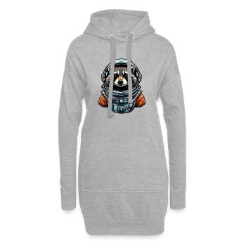 Astronaute / Espace / Animal / Raton laveur / Vaisseau spatial - Sweat-shirt à capuche long Femme - gris chiné - Devant