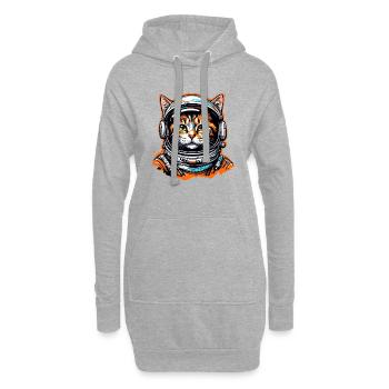 Astronaute / Espace / Animal / Chat / Vaisseau spatial - Sweat-shirt à capuche long Femme - gris chiné - Devant