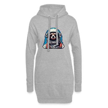 Astronaute / Espace / Animal / Raton laveur / Vaisseau spatial - Sweat-shirt à capuche long Femme - gris chiné - Devant