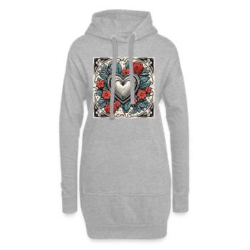 Coeur / Fête des Mères / Amour / Vacances / Amour - Sweat-shirt à capuche long Femme - gris chiné - Devant