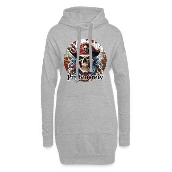 Piratin / Ahoi / Anker / Kapitän / Totenkopf / Rum - Hoodie-Kleid - Grau meliert - Vorne