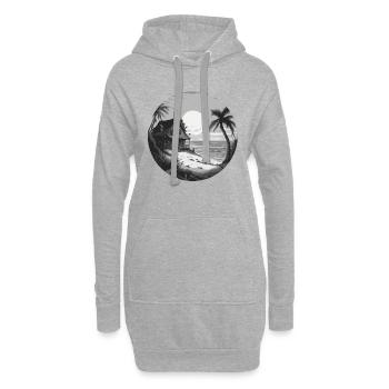 Haus am See / Hütte / See / Berge / Natur /Wald - Hoodie-Kleid - Grau meliert - Vorne