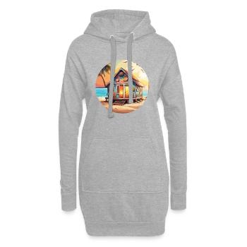 Haus am See / Hütte / See / Berge / Natur /Wald - Hoodie-Kleid - Grau meliert - Vorne
