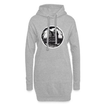 Haus am See / Hütte / See / Berge / Natur /Wald - Hoodie-Kleid - Grau meliert - Vorne